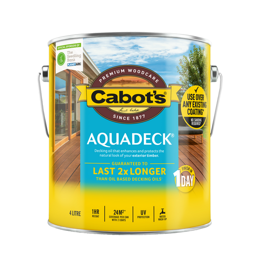 Cabot S Aquadeck Exterior Decking Oil 4L - Jarrah - Water-Based, UV Protection - Auzzistore