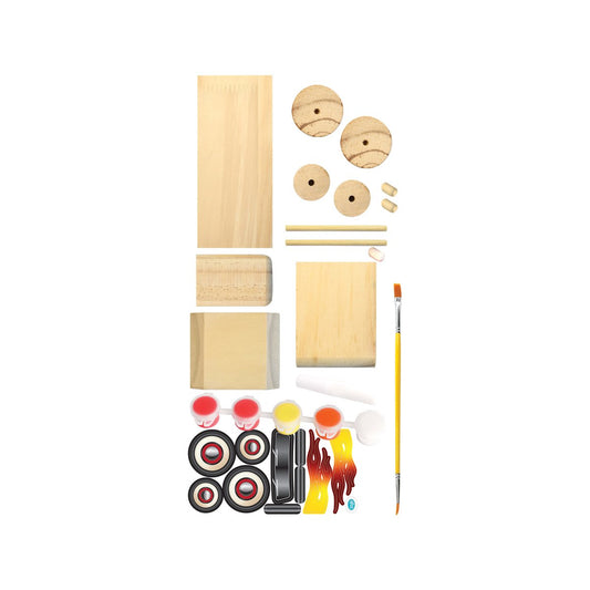 Boyle Wood Craft Project Kit Hot Rod Car - DIY Model - 140mm x 92mm x 70mm - Multi-colour – view 2 - Auzzistore