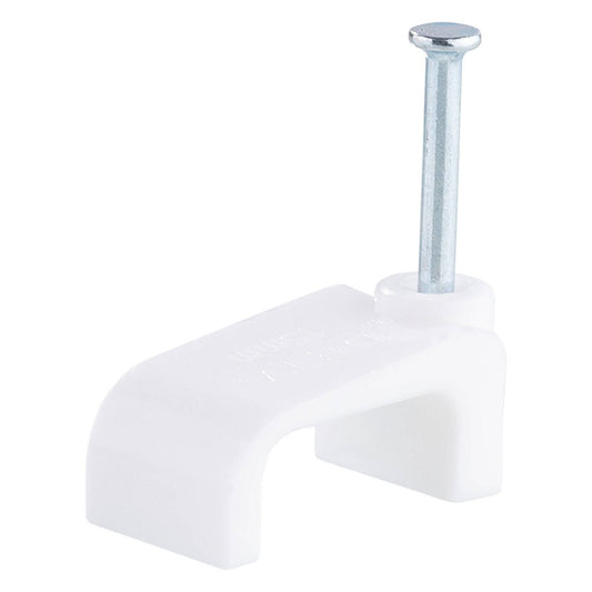 Deta 15mm White Flat Cable Clips - 20 Pack - For 4-6mm² Cables