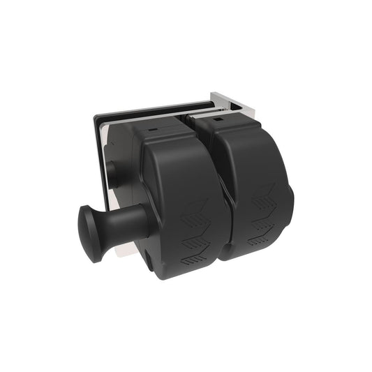 Protectoral Poly Stainless Steel Wall Post to Glass Gate Latch - 75mm x 75mm x 120mm - Mirror/Black Poly - Auzzistore