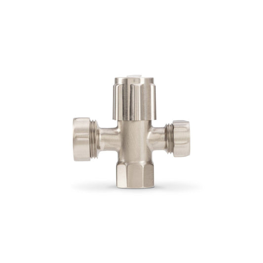 Brasshards 2 Way Under Sink Valve 20mm x 15mm - Brushed Nickel - Lead Free – view 2 - Auzzistore
