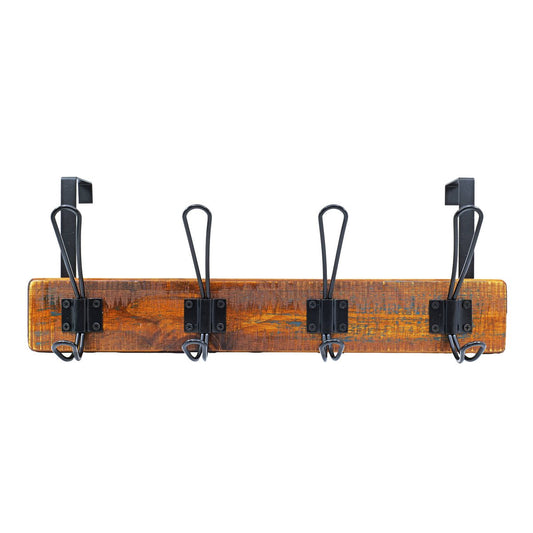 Adoored 4 Hook Rustic Over the Door Rack - 450mm - Black - Easy Installation – view 2