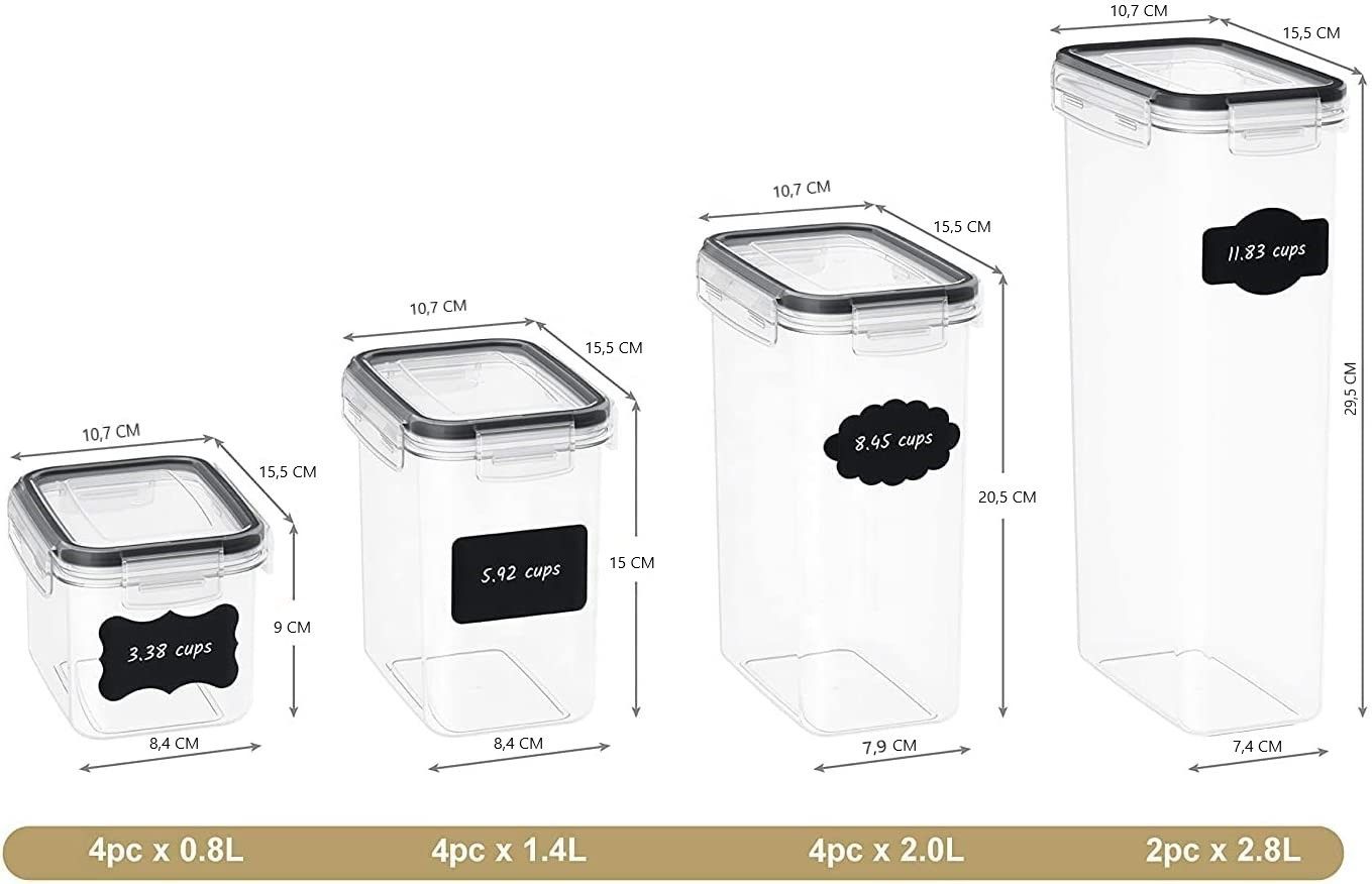 7 Pieces Plastic BPA Free Food Storage Containers for Kitchen (Black) | Auzzi Store
