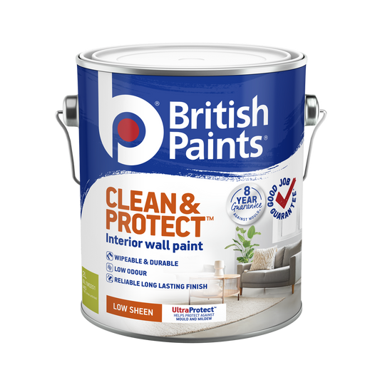 British Paints Mid Low Sheen Interior Paint 2L - Wipeable - 8-Year Mould Guarantee - Auzzistore