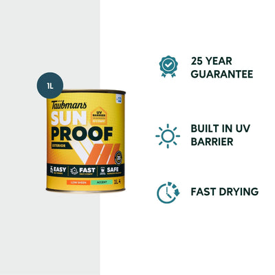 Taubmans 1L Accent Low Sheen Sunproof Exterior Paint - UV Protection - Self-Priming