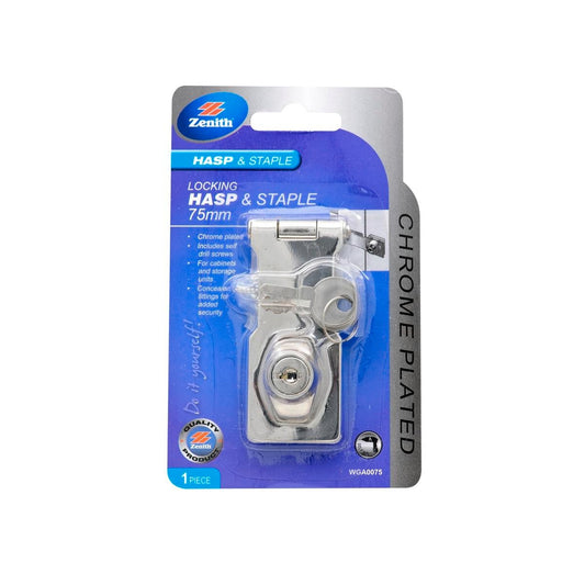 Zenith Hasp and Staple 75mm Zinc Plated Steel Durable Security - Auzzistore