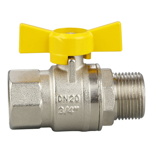 Kinetic 20mm Male Female Butterfly Handle Gas Ball Valve - Lead Free Brass - Auzzistore