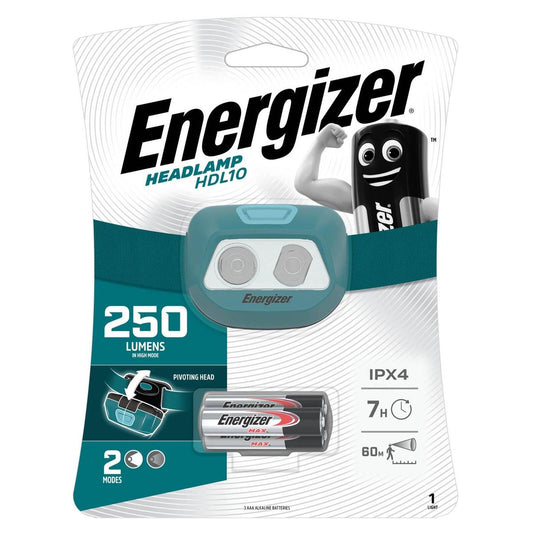 Energizer 250lm Headlamp HDL10 - LED - 60m Beam Distance - Water-Resistant