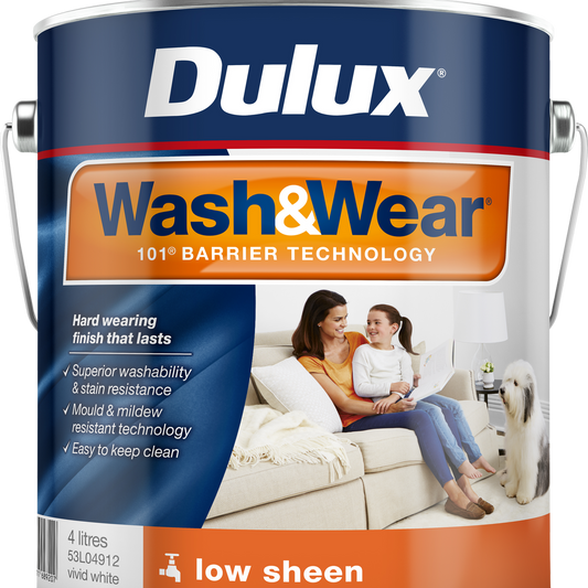 Dulux Vivid White Low Sheen Interior Paint 4L - 179mm x 192mm - Washable - Auzzistore