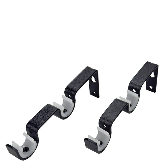 Pillar 16 25mm Black Double Universal Curtain Rod Bracket - 1 Pair - Adjustable Support for Sheer & Blockout Curtains - Auzzistore