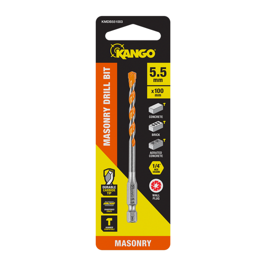 Kango 5.5mm x 100mm Masonry Drill Bit - Durable Carbide Tip - Precision Start - Auzzistore