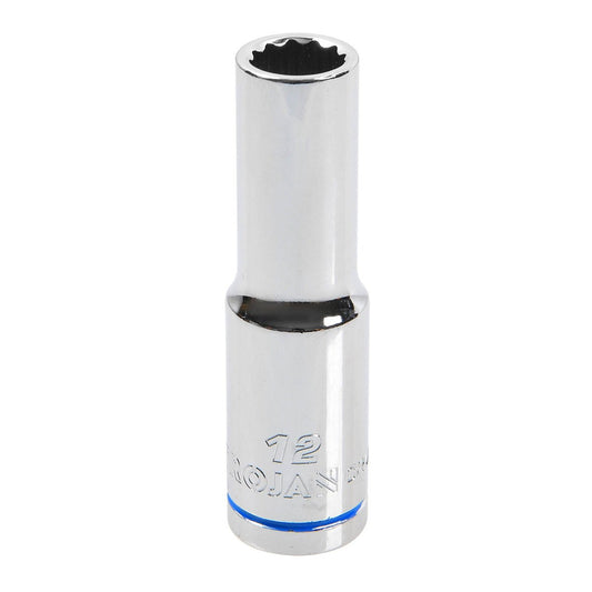 Trojan 12mm Deep Socket 1/2" Drive - Polished Chrome Vanadium - 12 Point - Lifetime Warranty - Auzzistore