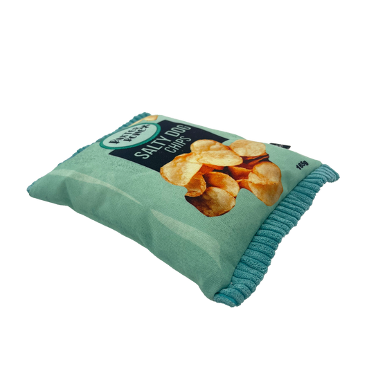 Baxter Bone Salty Dog Chips Pet Toy - Plush Crinkle Toy 170mm - Aqua – view 2
