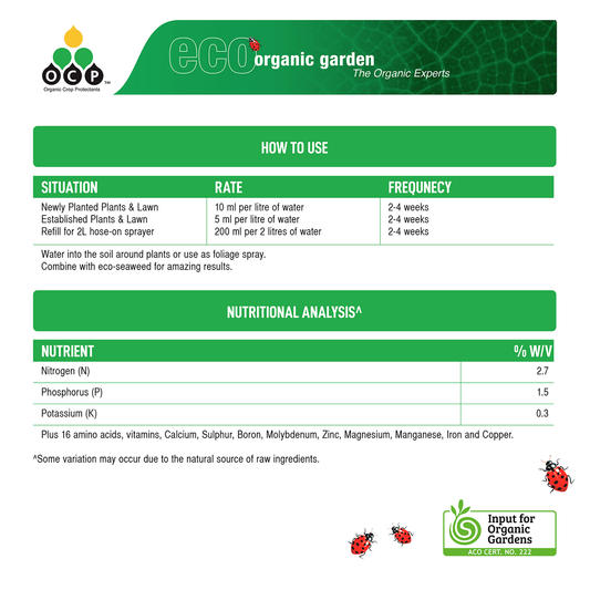 OCP Eco-Aminogro Liquid Fertiliser 1L Organic Plant Growth – view 2 - Auzzistore
