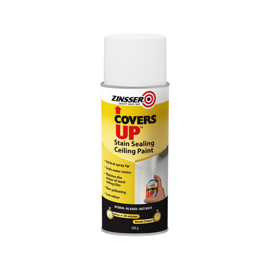 Zinsser Covers Up Stain Sealing Ceiling Paint - 369g - Oil Based - Low Odour - Auzzistore