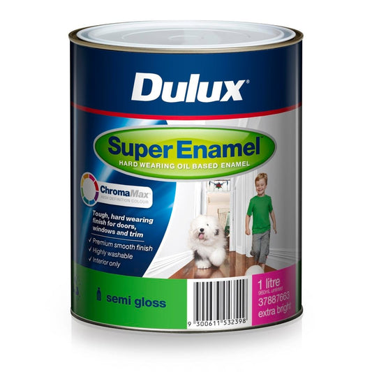Dulux Super Enamel Paint 1L Semi Gloss Extra Bright Smooth Finish