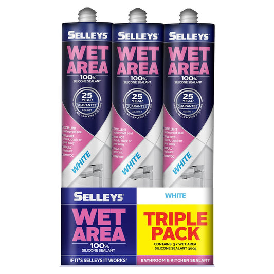 Selleys White Waterproof Silicone Sealant 300g 3 Pack Mould Resistant - Auzzistore