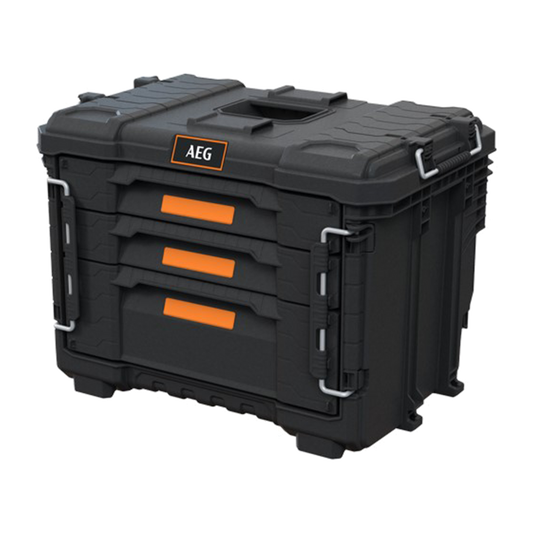 AEG Quickstack 2.0 3-Drawer Toolbox - 385mm x 411mm x 566mm - Durable Storage - Auzzistore
