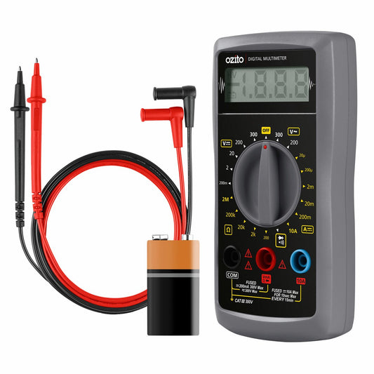 Ozito Digital Multimeter - 300V 10A - Plastic - Troubleshooting Tool