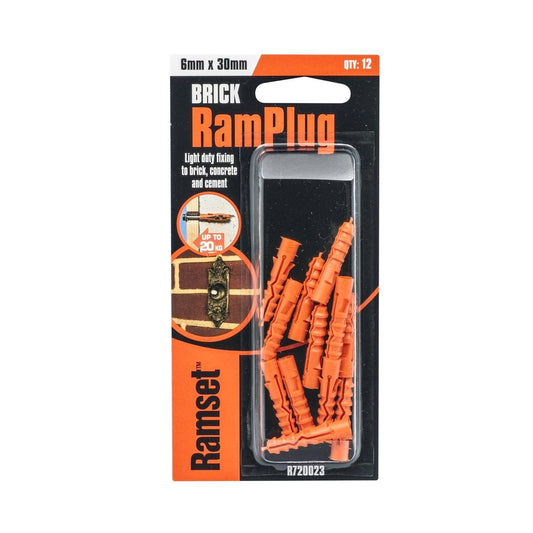 Ramset Nylon Ramplug Anchor 6 x 30mm Light Duty 12 Pack - Auzzistore