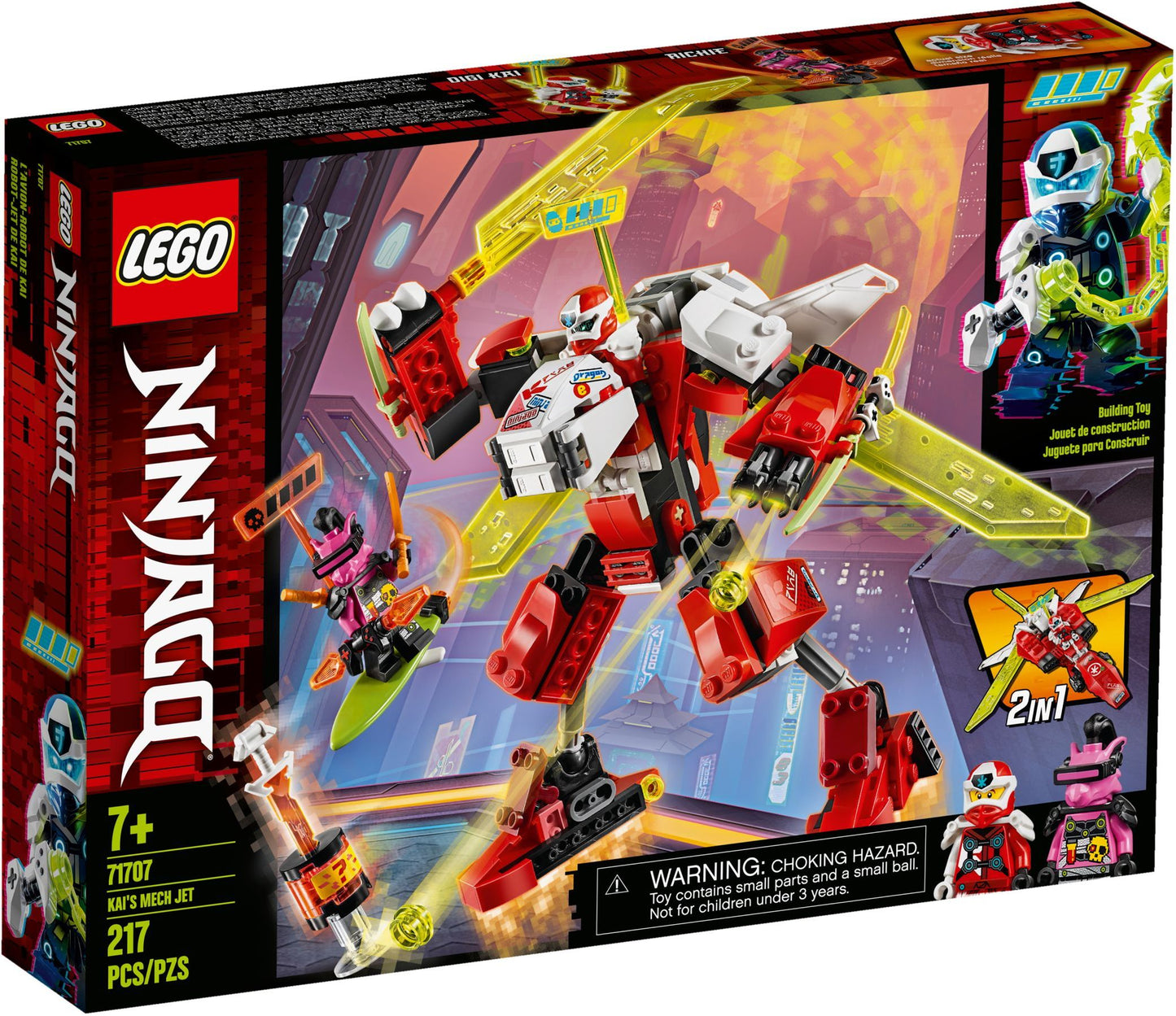 LEGO 71707 Kai's Mech Jet Plane & Ninja Mech - 2in1 Toy