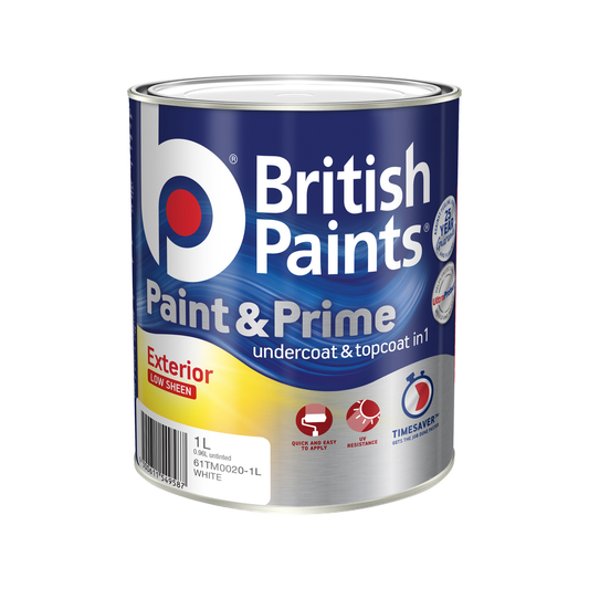 British Paints 1L White Low Sheen Exterior Paint - UV Resistant - Easy Apply