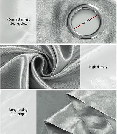 Artiss 2X Blockout Curtains Eyelet 300x230cm Grey Shine