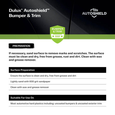 Dulux Autoshield Spray Paint - 340g Satin Black Bumper - Durable Finish