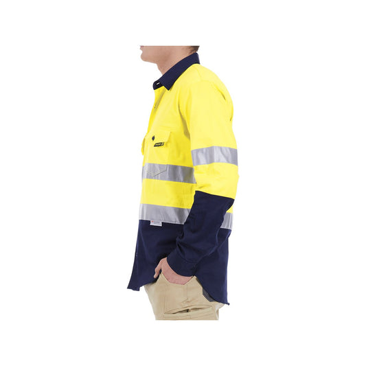 Tradie 2XL Hi Vis Yellow Mens Reflective Long Sleeve Shirt - 150GSM - Safety & Comfort – view 2 - Auzzistore