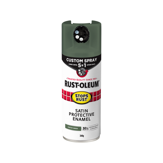 Rust Oleum 340g Satin Earthy Green Spray Paint - 5 in 1 - Rust Protection - Auzzistore