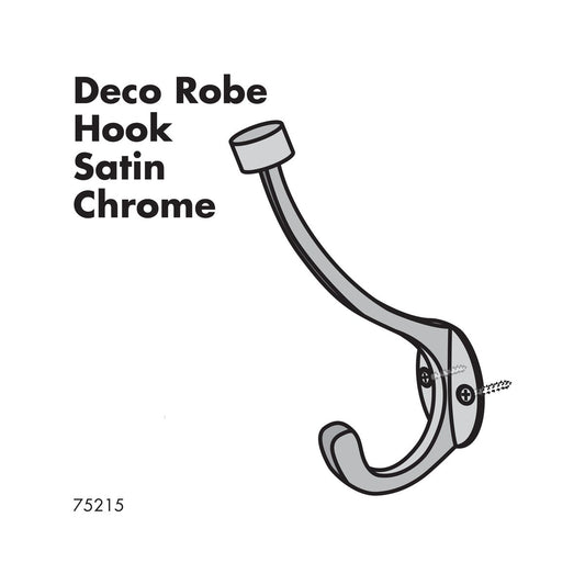 Adoored Double Satin Chrome Robe Hook - 140mm Zinc Alloy - Elegant Design – view 2