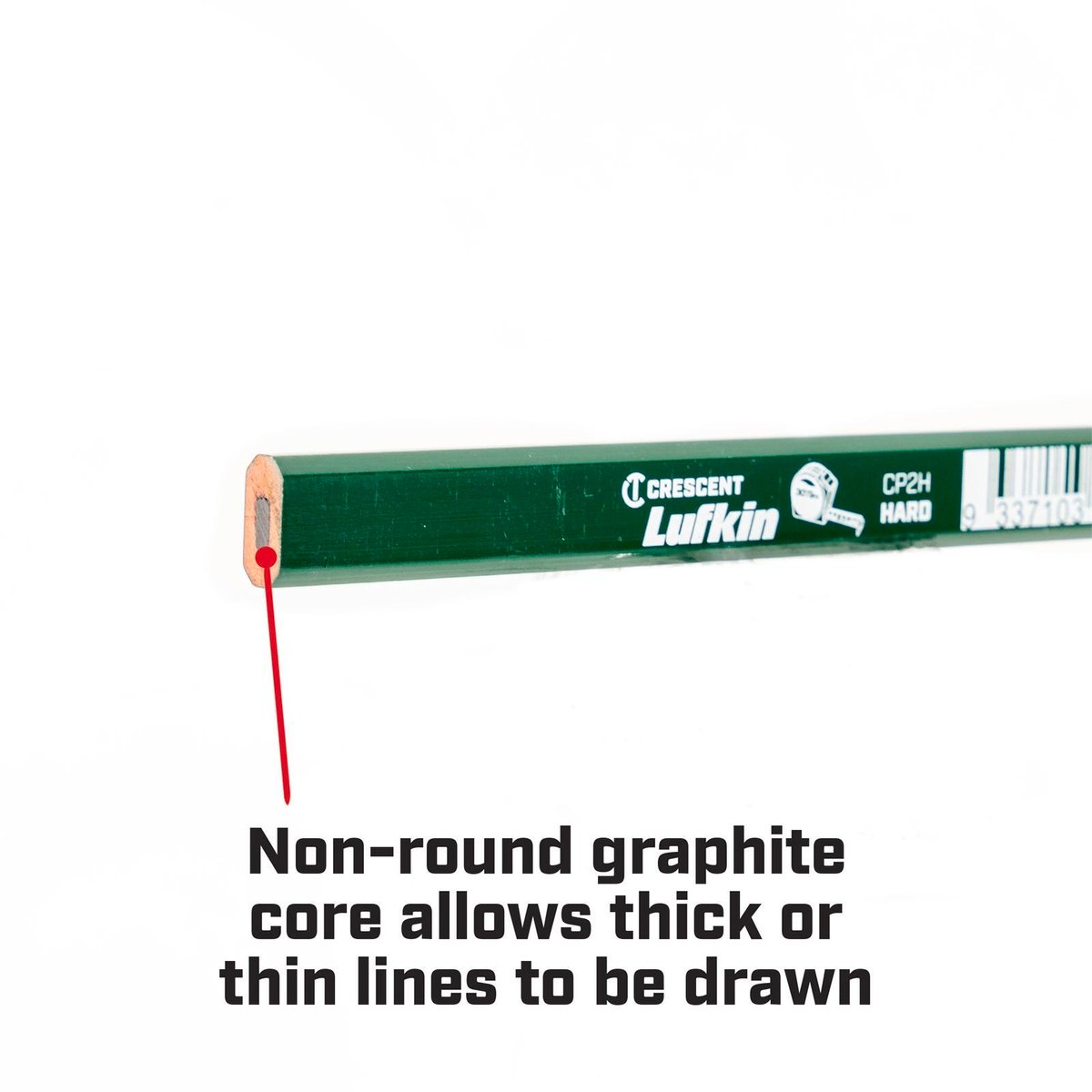 Crescent Lufkin Green Hard Carpenter's Pencil - 7mm Wood - Durable Marking