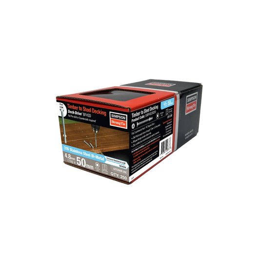 Simpson Strong Tie 4.8 x 50mm 10g Hardwood Timber to Steel Screws 250 Box – view 2 - Auzzistore