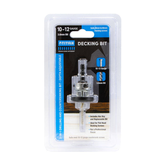 Titan 10g x 50mm Decking Countersink Tool - Depth Adjustable - Durable - Auzzistore