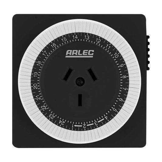 Arlec 24 Hour Compact Mechanical Timer - 48 ON/OFF Settings - 10A