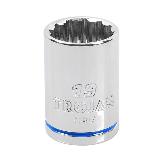 Trojan 19mm Socket 1/2 Drive - Polished Chrome Vanadium - Durable - 12-Point - Auzzistore