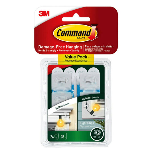 Command Outdoor Light Clips - 24 Pack - Clear - Damage-Free Decorating - Auzzistore