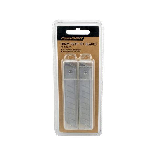 Craftright 18mm Replacement Snap Off Knife Blade 20 Pack SK5 Steel – view 2 - Auzzistore