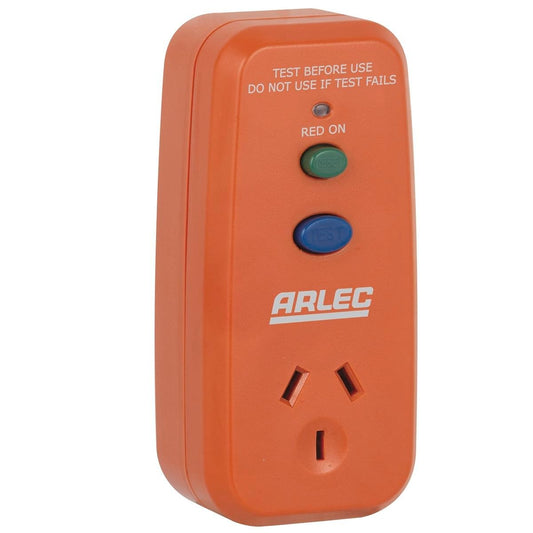 Arlec Single Outlet Safety Switch - 10 Amp Polycarbonate - Surge Protection