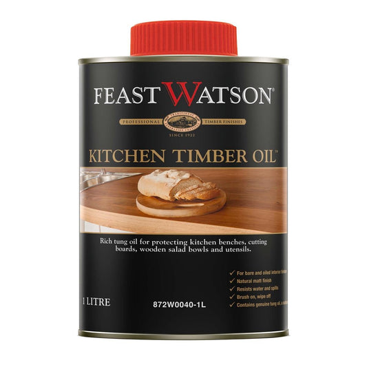 Feast Watson Kitchen Timber Oil 1L - Clear - Oil Based - Fast Drying - Auzzistore