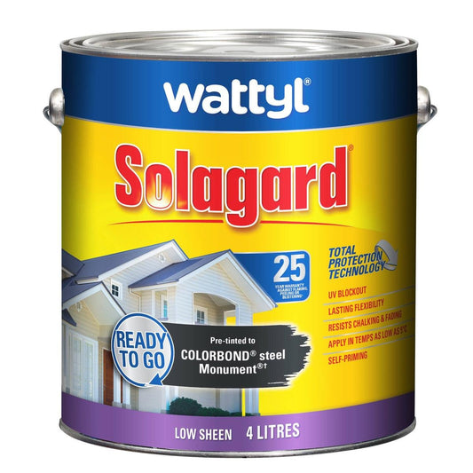 Wattyl 4L Solagard Exterior Paint - Pre Tinted Monument - Low Sheen - UV Protection - Auzzistore