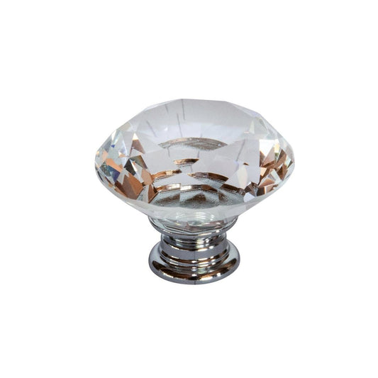 Taskmaster 40mm Crystal Cabinet Knob - 1 Pack - Crystal and Steel