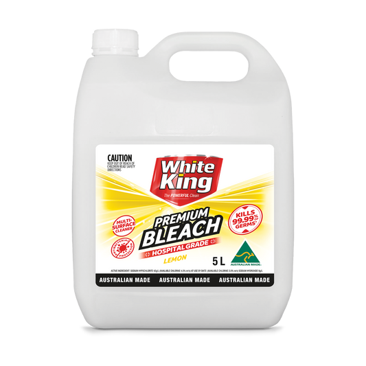 White King Lemon Bleach - 5L - Kills Germs - Whitens Fabrics - White