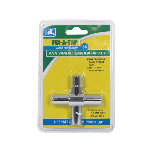 FIX-A-TAP 4-Way Anti-Vandal Garden Tap Key - 165mm x 12mm x 65mm - Silver – view 2 - Auzzistore