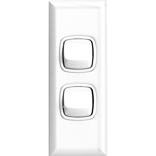 HPM 2 Gang Architrave Switch - 84mm x 35mm - ABS Plastic - Indoor Use - Auzzistore