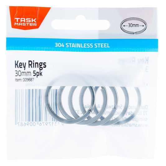 Taskmaster Key Ring 30mm Stainless Steel 5 Pack Strong Durable