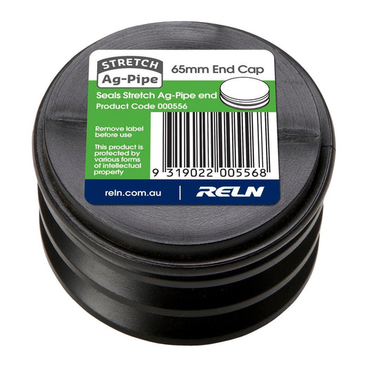 RELN Stretch Ag Pipe 65mm End Cap - Plastic - Easy Install - Flexible