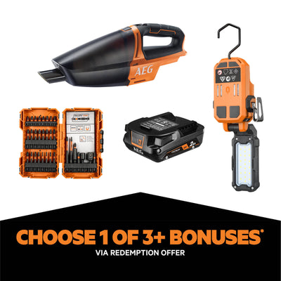 AEG Powertools 18V Brushless Sub Compact 2 Piece Kit - 4.0Ah Battery - Lightweight