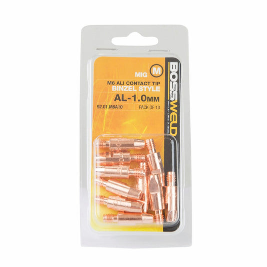 Bossweld 1.0mm M6 Aluminium Contact Tip 10 Pack Heavy Duty Wear – view 2 - Auzzistore