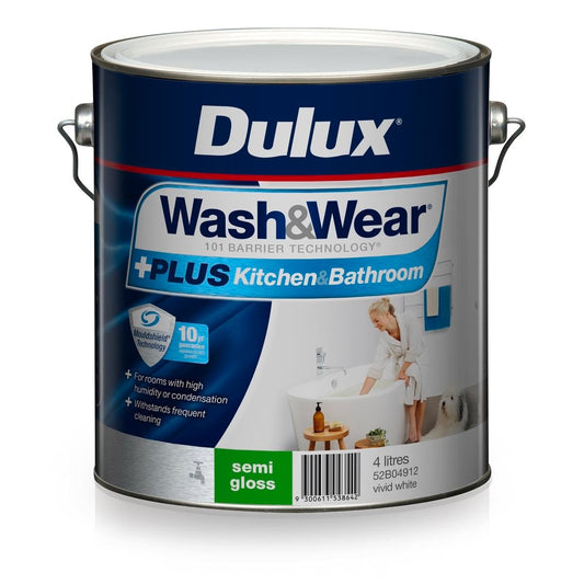 Dulux Interior Paint Wash Wear Plus 4L Semi Gloss Vivid White - Auzzistore